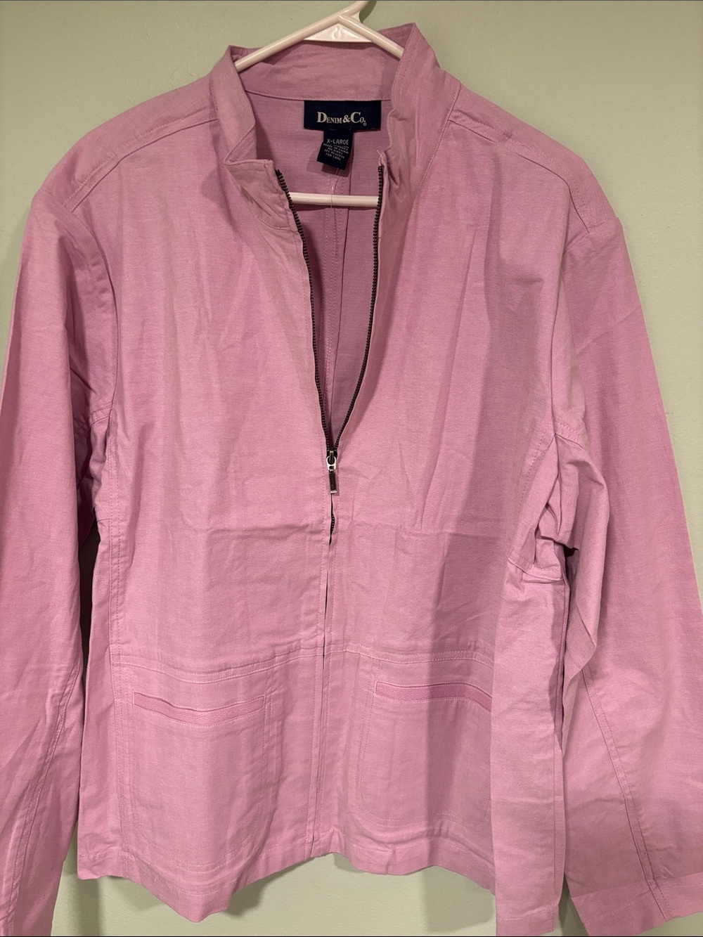 Denim&Co Light Pink Utility Jacket with Zip Front